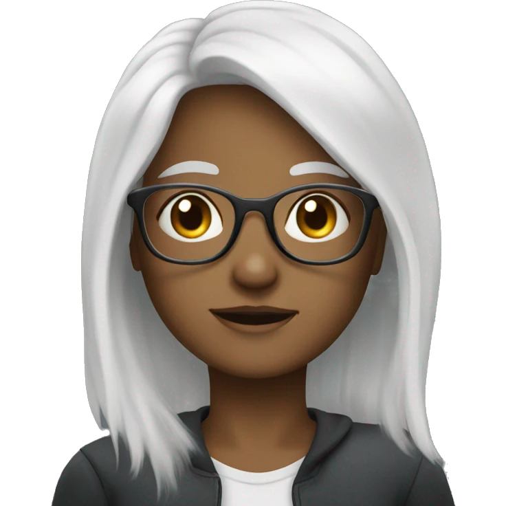 white haired girl with glasses emoji