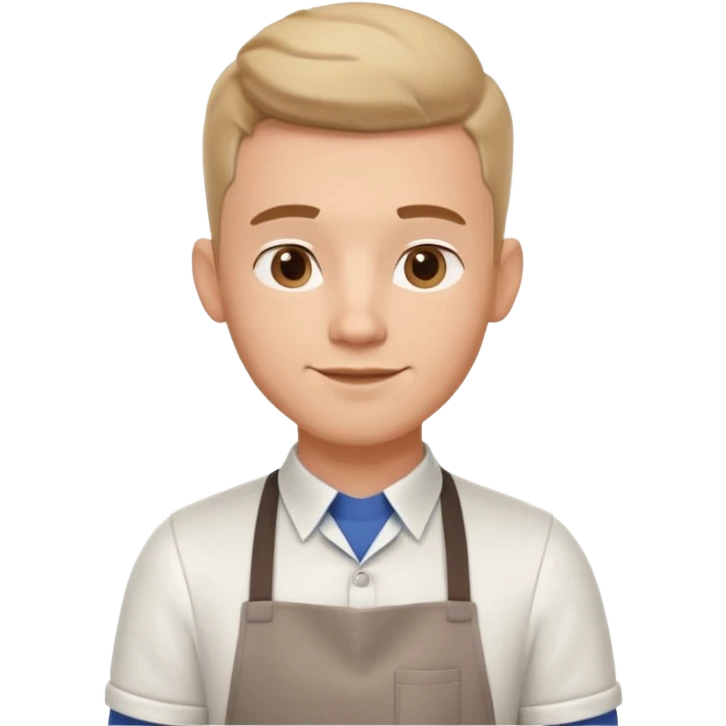 male barista portrait, head and shoulders only, wearing apron collar, holding a coffee cup, confident friendly expression, cafe worker vibe, 3D cartoon, mobile game icon style, clean background, no text, no watermark
 emoji