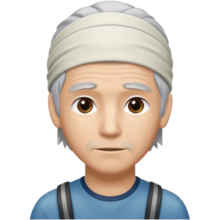 young climber man with white/grey hair and headband emoji
