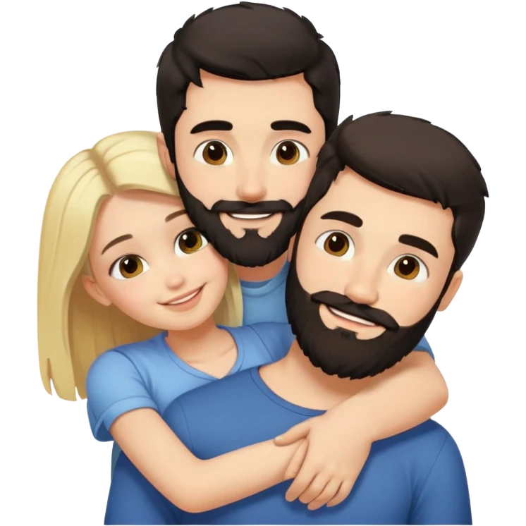 tall dark-haired bearded male cuddling his short blonde girlfriend both smiling emoji