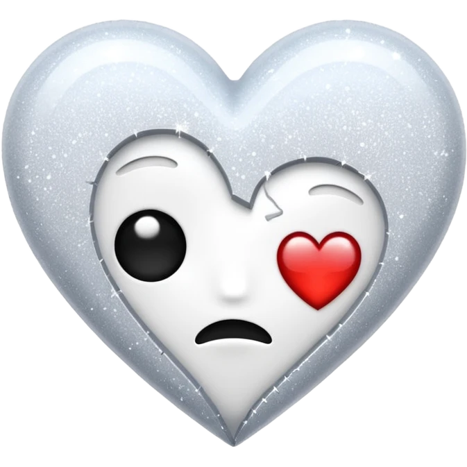 coração partido glitter branco emoji