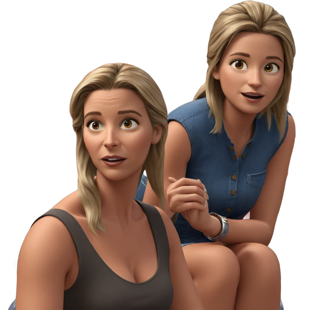 sisters in stylish denim coziness emoji