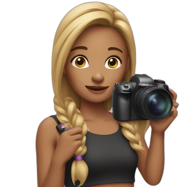 a girl filming herself for her social media emoji