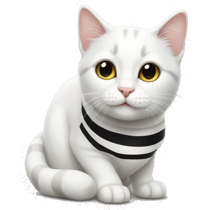 white cat with black stripes  emoji
