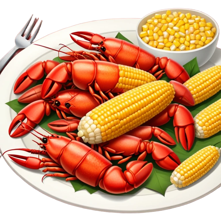 crawfish boil, table covered with crawfish, corn, and sausage emoji
