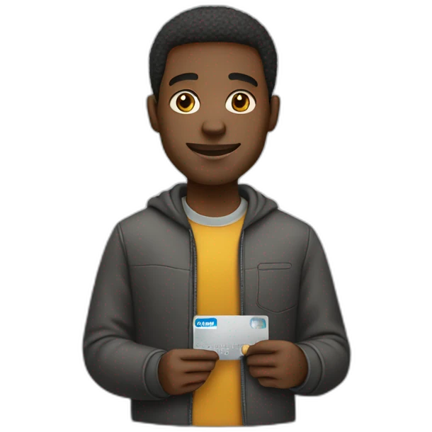 black man holding credit card emoji