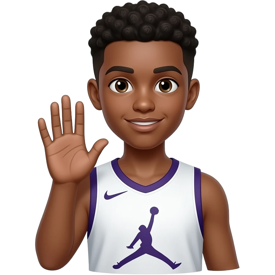 Brown skin teenager with one hand Jordan cleats emoji