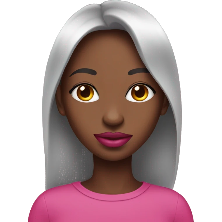 Black lady Pink emoji with pink lips and long nails  emoji