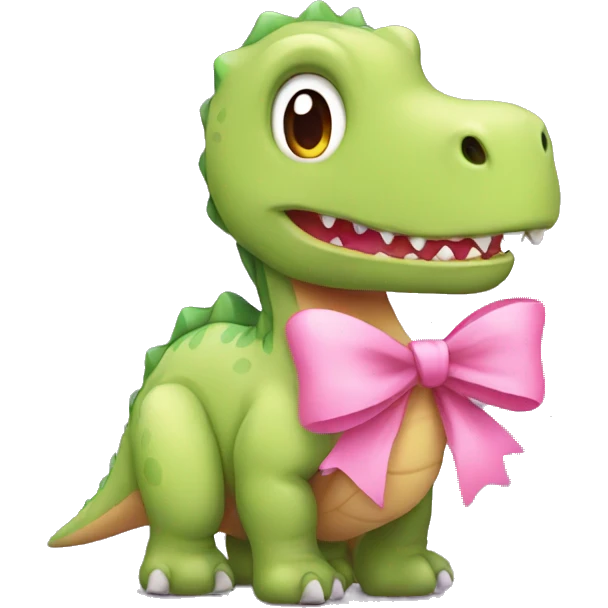 Dinosaur with a little pink bow emoji