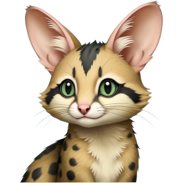 Dark-Green, black-pointed, soft natural realistic romantic vintage antique divine beautiful elegant pretty precious cute young youthful  Fakémon-Pokémon-opossum-feline-mouse-serval-caracal-chinchilla-Minccino-Cinccino-Meowstic-rodent-hybrid-creature with a big fluffy bushy tail (full body) emoji
