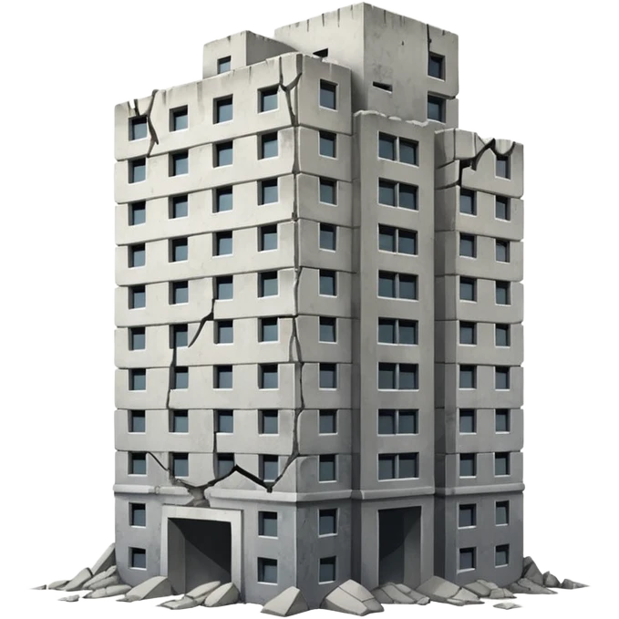 A high-rise building that is cracking and collapsing emoji