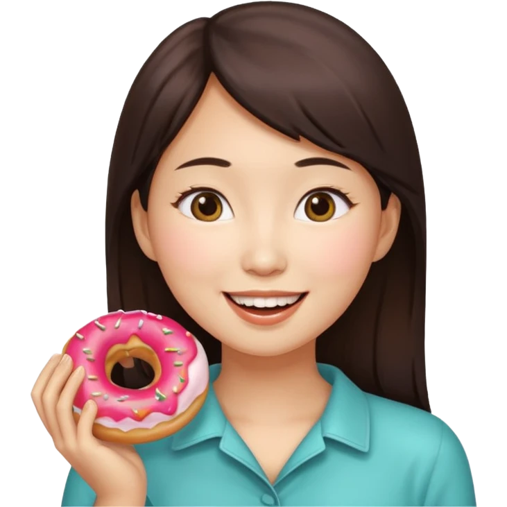 asian woman eating donut emoji