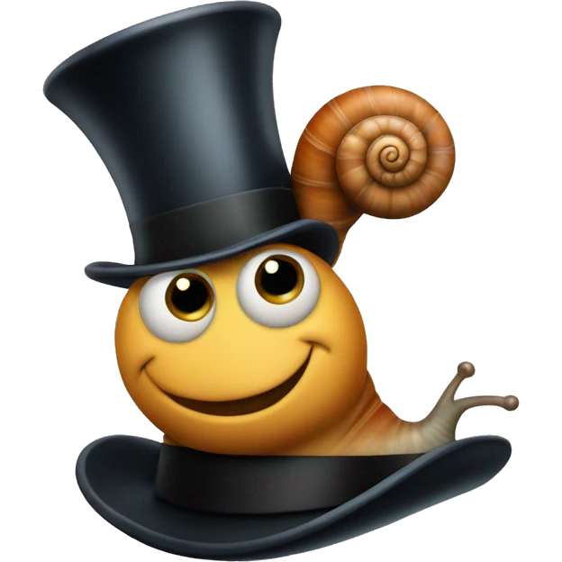 snail looking out from a top hat emoji