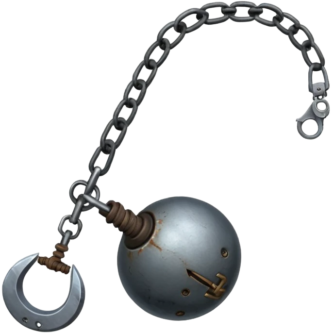 make japan weapon named "kusarigama" like hoe with chain and metal ball at the end of chain emoji