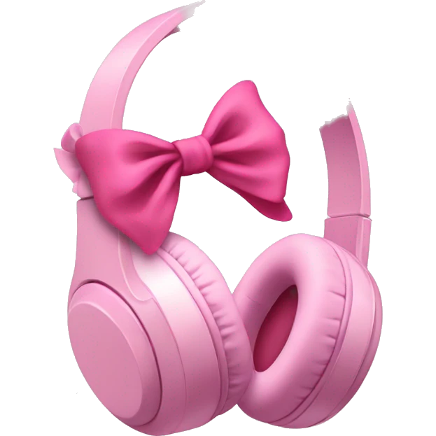 Soft pink headphones with pink bow emoji