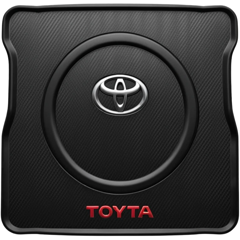 a black textured surface, likely a piece of automotive trim or a floor mat, featuring the branding for a Toyota Fortuner.
 emoji
