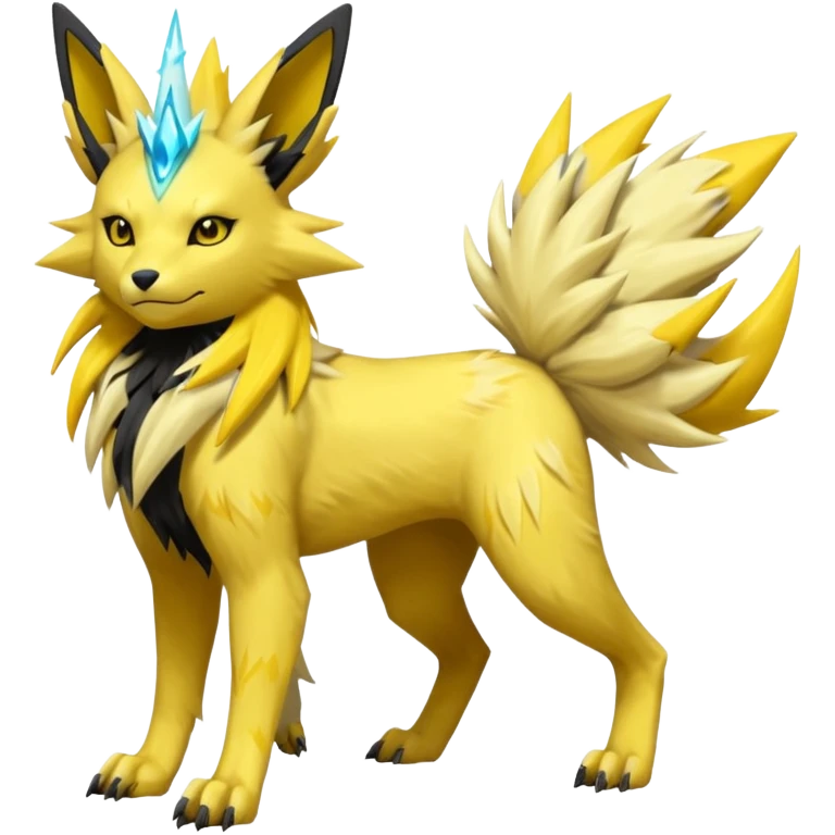 Feral Quadrupedal Digitigrade Luxray-Jolteon-Renamon-Manectric-fusion-hybrid-creature, full body  emoji