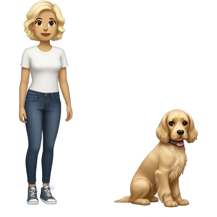 brunette girl short hair with blonde cocker spanielemoji
 emoji