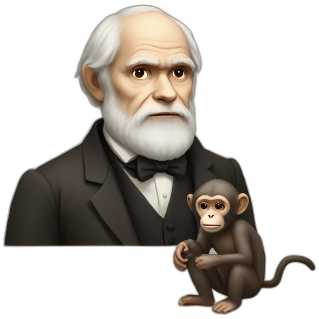 darwin with a monkey full body emoji