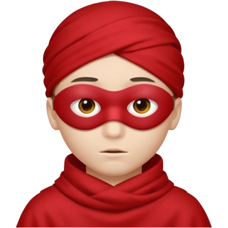 boy wearing red cloth over eyes emoji