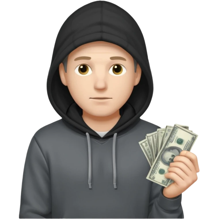 robber with a wad of money but he is white and in black/gray hoodiethis guy with money emoji