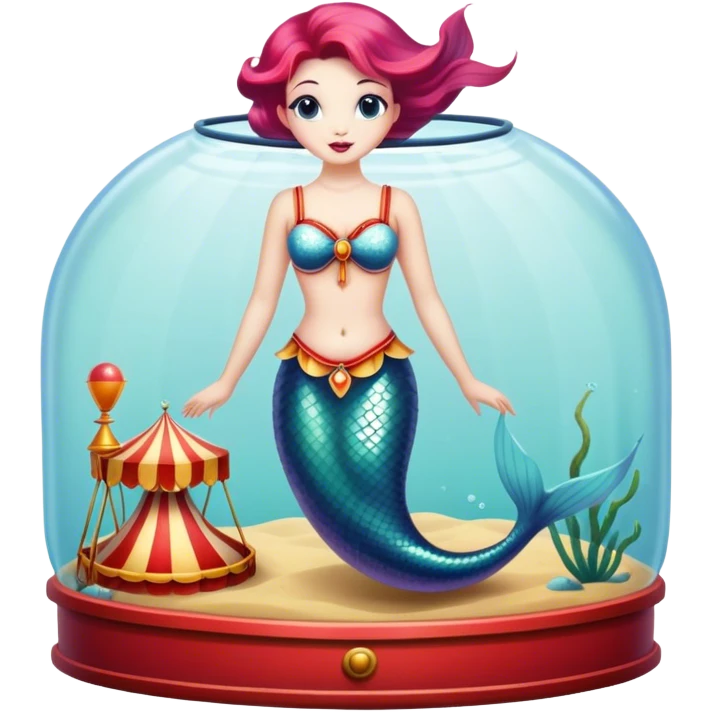 Vintage circus mermaid in tank emoji
