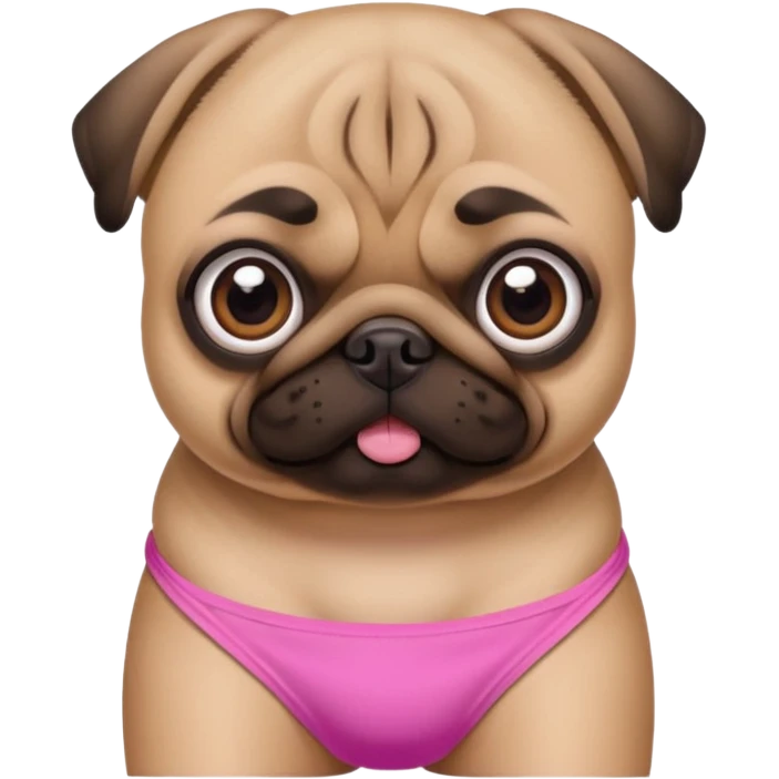 Pug com os olhos grandes com biquíni Rosa emoji