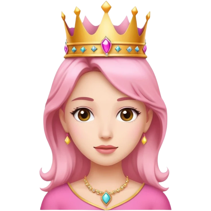 Attractive woman with crown on her head and pink outfit  emoji