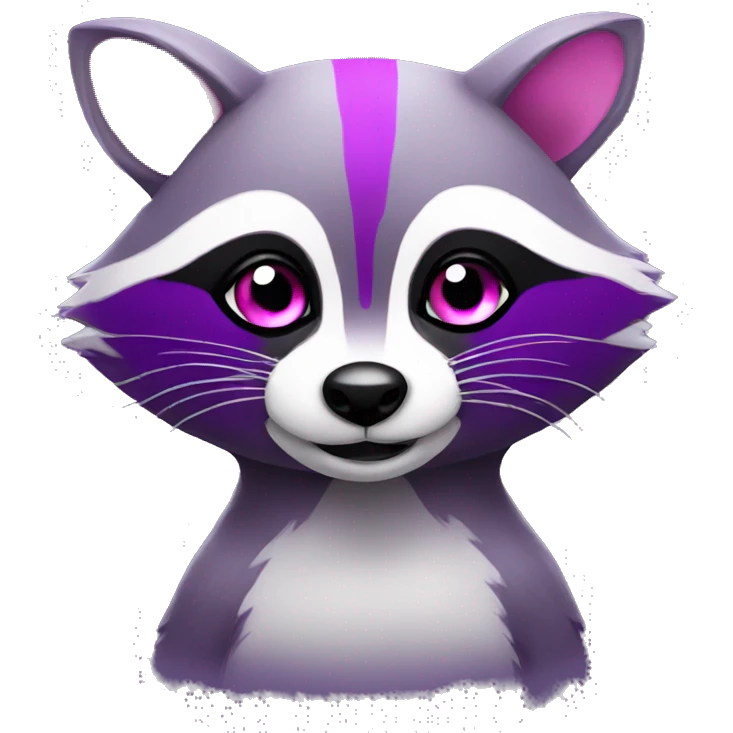 purple raccoon with pink eyes winking with body  emoji