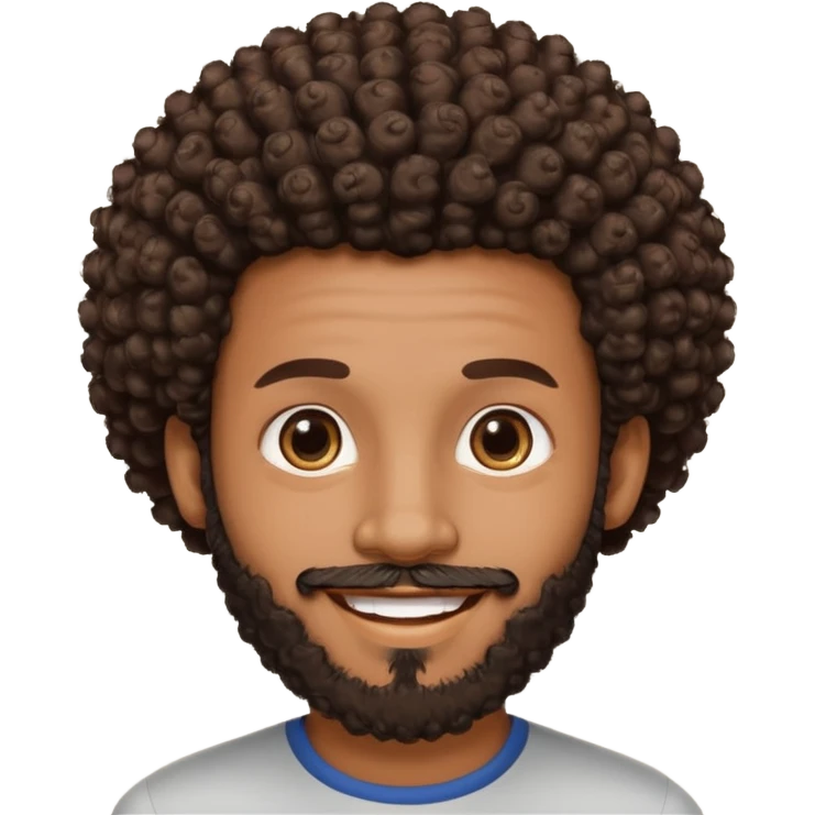 Medium brown skin man with beard and a tiny curly  Afro fade with dark dark brown eyes  emoji