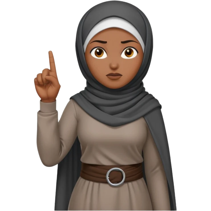 сердитая черная женщина мусульманка в полный рост   показывает рукой в право  emoji