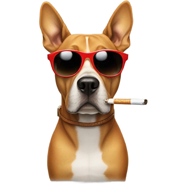 Dog wearing sunglasses and smoking cigarett emoji