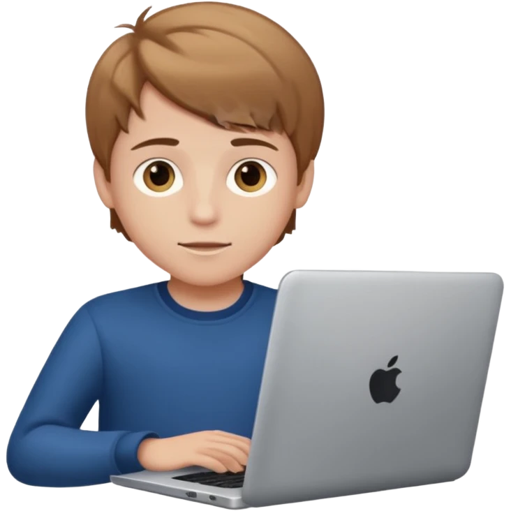 boy with laptop. emoji