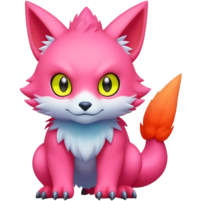 lush warm-colored modern colorful neon-colored Fakémon-Digimon-Fionbri-Trico-creature emoji