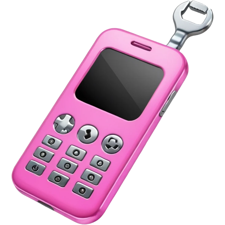 pink cellphone with a wrench emoji