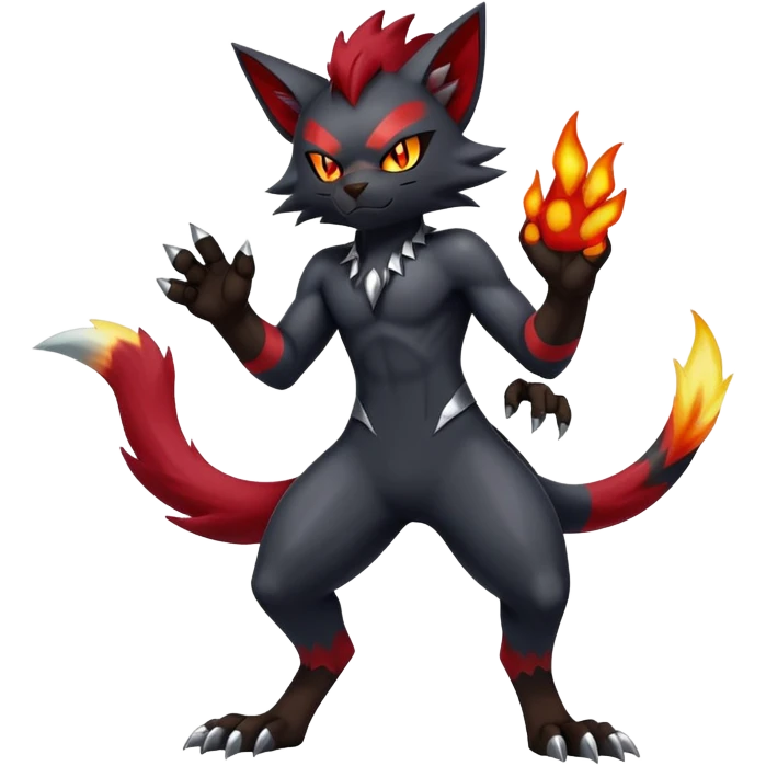 Shiny Dark Badass Handsome Torracat-Zoroark full body emoji