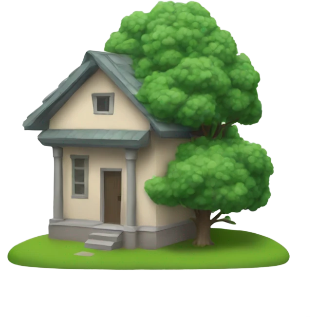 small building with many trees emoji