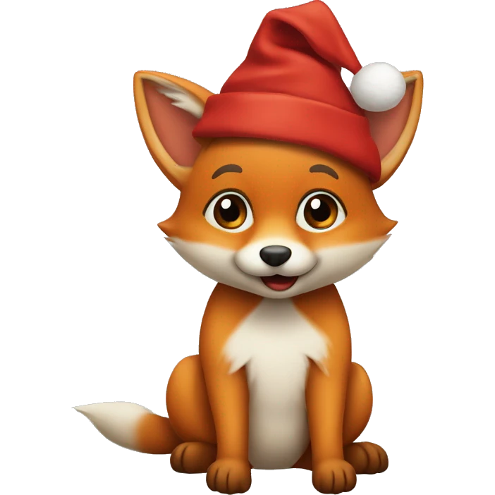 Baby Fuchs trägt weihnachtsmütze emoji