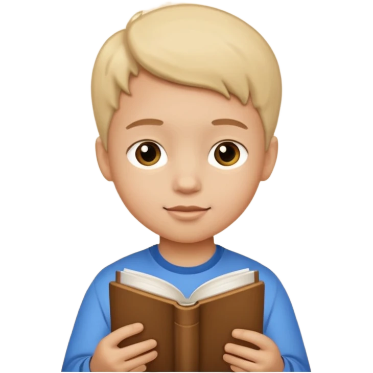 Ders çalışan çocuk elinde kitap oksun emoji