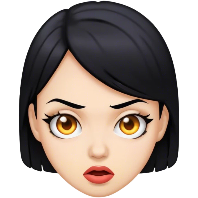 mad girlfriend with black hair  emoji