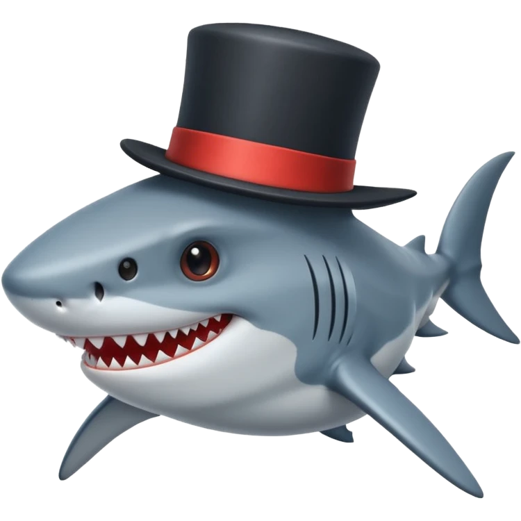 Shark with a top hat emoji