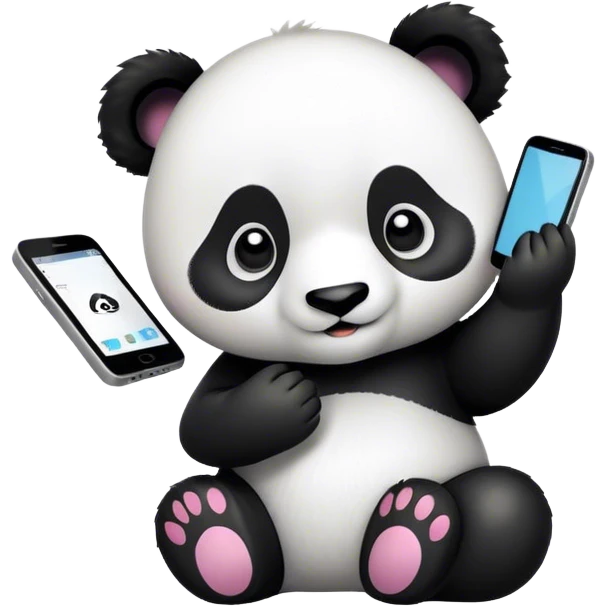 panda using phone app emoji