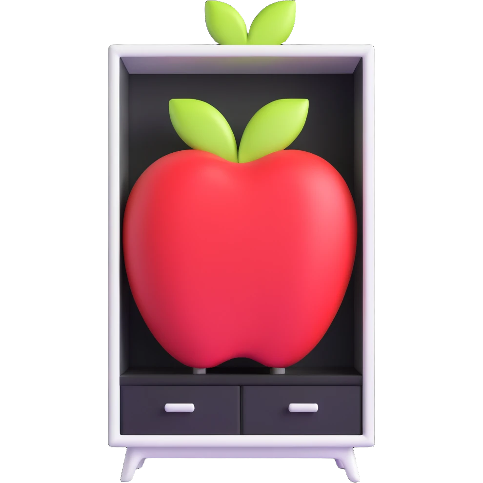 white modern wardrobe with apple-inspired design emoji