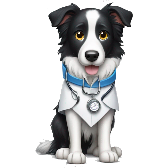 Dog border collie dressed like a Vet emoji