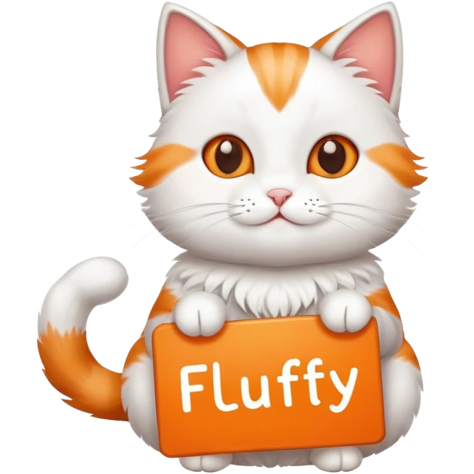 A cat holds the sign with the inscription emoji