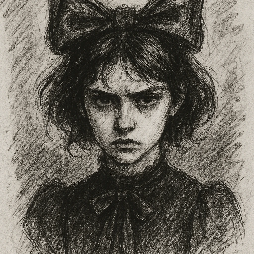 gothic bow, pencil sketch style emoji