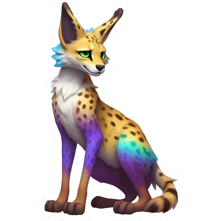 Epic Edgy Colorful ethereal eldritch Sergal-Serval-Fionbri full body emoji