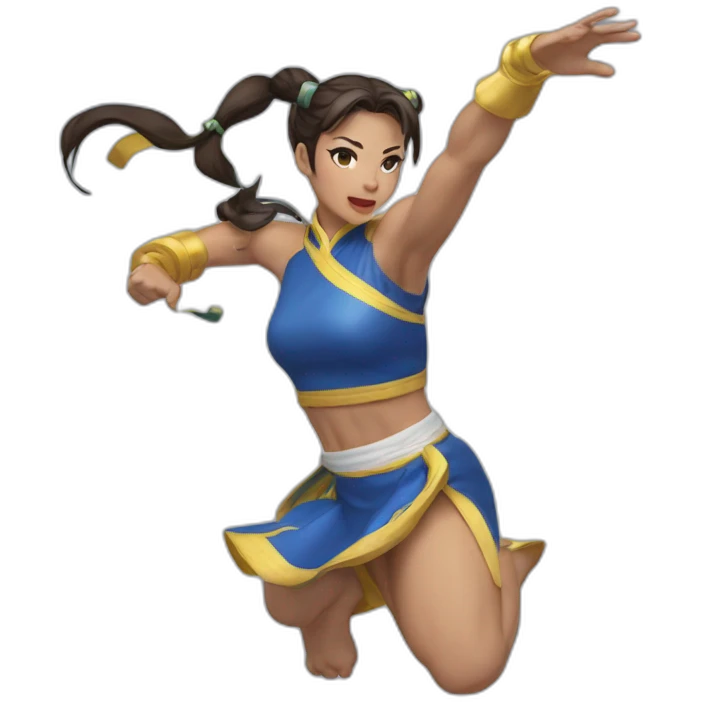 Chun-Li raise raise arms and jump high emoji