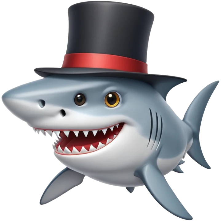 Shark with a top hat emoji
