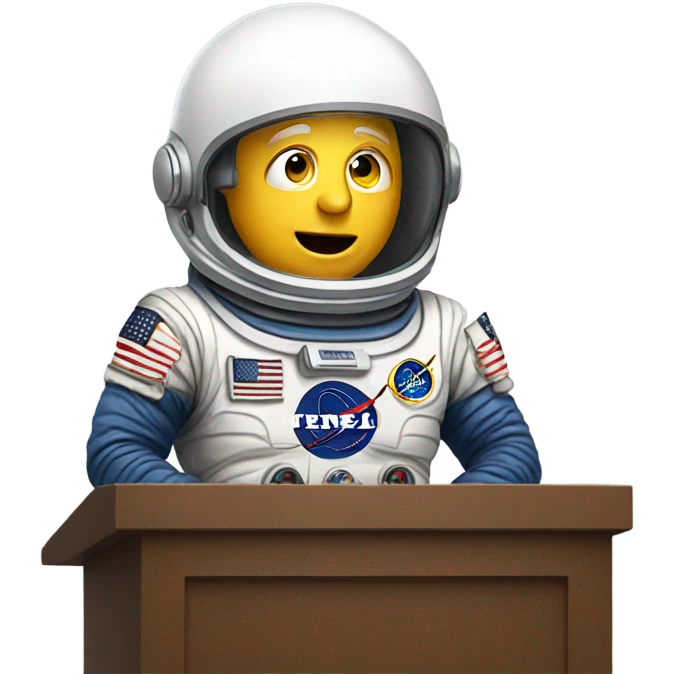 trump with space suit on giving speech emoji